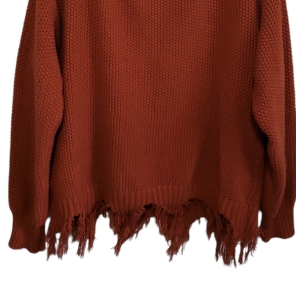 Distressed rib knit varsity collared sweater, Size S. - Picture 7 of 9